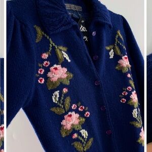 Herman Geist Vintage worsted wool hand embroidered sweater small